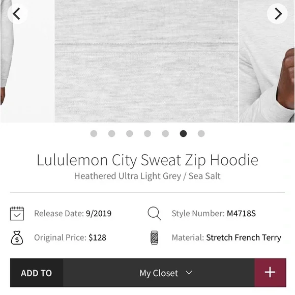 Lululemon City Sweat Zip HoodieHeathered Ultra Light Grey / Sea Salt